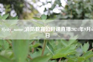 娄底消防教育公开课直播2024年9月6日