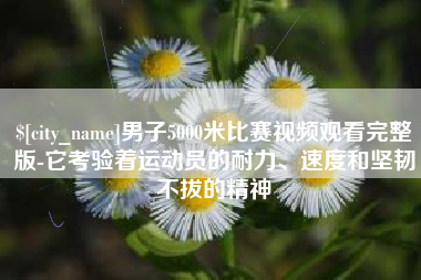 娄底男子5000米比赛视频观看完整版-它考验着运动员的耐力、速度和坚韧不拔的精神